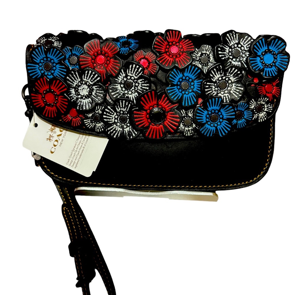 Coach 1941Tea Rose Appliqué Clutch wristlet bag Leather 👀👛🎒👜